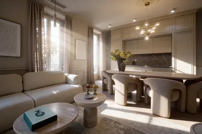 Coin salon dans l'établissement Modern AC apartment - 2BDR 4P - Cannes Beach