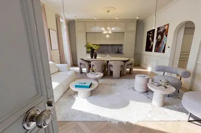 Coin salon dans l'établissement Modern AC apartment - 2BDR 4P - Cannes Beach