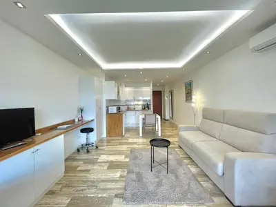 Coin salon dans l'établissement Studio Grand hôtel Croisette, by Welcome to Cannes