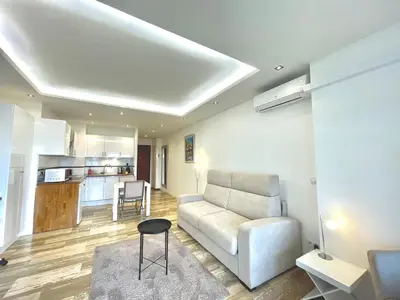 Coin salon dans l'établissement Studio Grand hôtel Croisette, by Welcome to Cannes