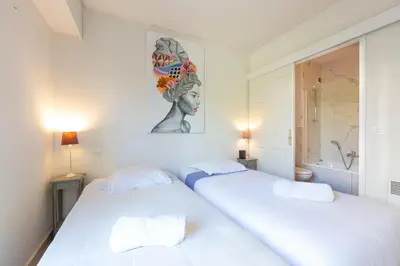 Plan de l'établissement Apartment 2 bedrooms2 bathroomsdouble terrace & Garden in Palm beach area