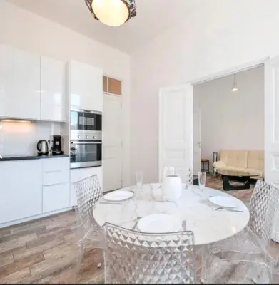 Cuisine ou kitchenette dans l'établissement Ice coeur de Cannes