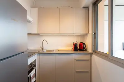 Cuisine ou kitchenette dans l'établissement Bijou Plage