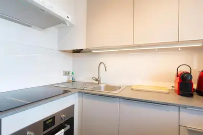 Cuisine ou kitchenette dans l'établissement Bijou Plage