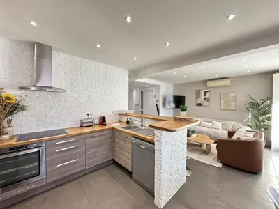 Cuisine ou kitchenette dans l'établissement Cannes center perfect 3 bedroom