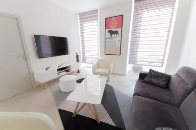 Télévision ou salle de divertissement dans l'établissement Alceste Apartment - Cannes Banane