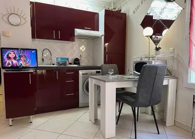 Cuisine ou kitchenette dans l'établissement CANNES CENTRE 5 minutes de la mer