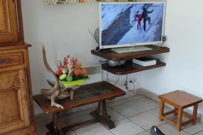 Télévision ou salle de divertissement dans l'établissement Villa L'Adret et sa piscine