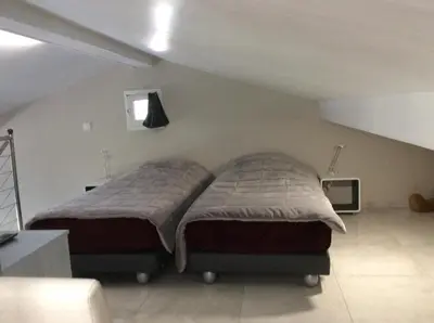 Un ou plusieurs lits dans un hébergement de l'établissement Appartement de vacances au 1er étage 45m2