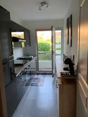 Cuisine ou kitchenette dans l'établissement Superbe 2 pièces moderne refait à neuf, PISCINE !