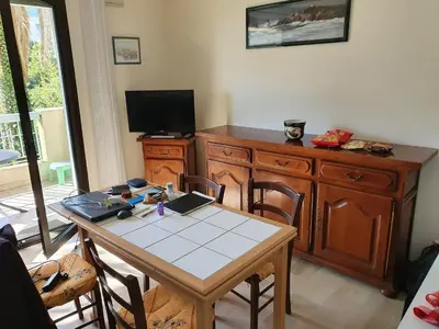 Télévision ou salle de divertissement dans l'établissement Cannes près Croisette beau 2 pièces 3 étoiles