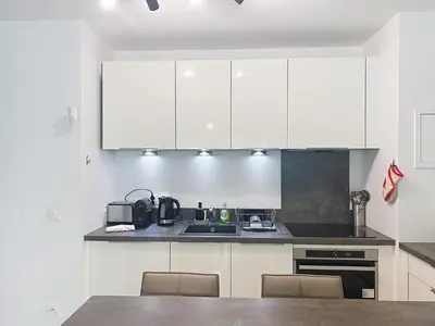 Cuisine ou kitchenette dans l'établissement Appartement Danaé Antibes