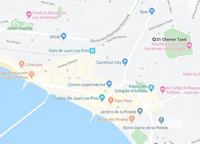 Plan de l'établissement Centre Juan les Pins 1 bedroom with AC, swimming pool and parking