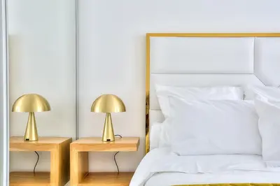Un ou plusieurs lits dans un hébergement de l'établissement Luxury 4 Stars Apartment with 2 Terraces, Cannes Croisette