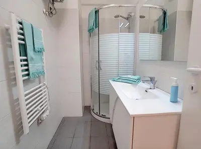 Salle de bains dans l'établissement Charmant appartement au cœur de Juan les Pins