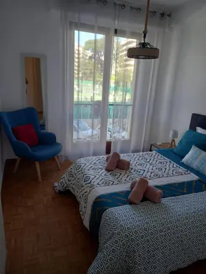 Un ou plusieurs lits dans un hébergement de l'établissement +++++ brand new flat 4 persons near Hotel Martinez, center and Palais des festivals +++++