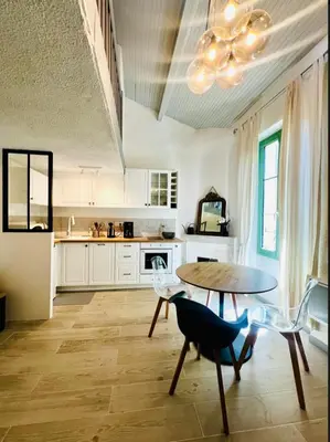 Cuisine ou kitchenette dans l'établissement Renovated 2 bedroom duplex apartment in the center of Antibes