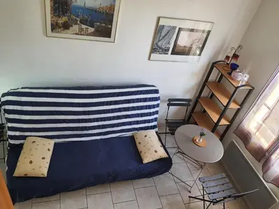 Coin salon dans l'établissement Beau duplex lumineux avec aperçu mer