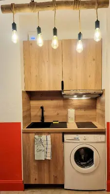 Cuisine ou kitchenette dans l'établissement Cosy, Wi-Fi, jardin & parking, Jasmins Studio entre Cannes et Antibes