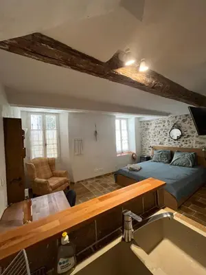 Coin salon dans l'établissement La Calade 1 bedroom Studio - Biot Village