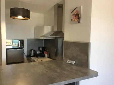 Cuisine ou kitchenette dans l'établissement Poseidon