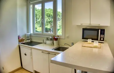 Cuisine ou kitchenette dans l'établissement Cannes charming studio 50 meters from the beach !!