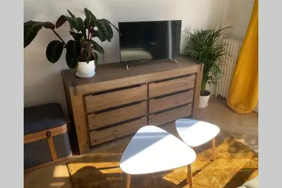 Télévision ou salle de divertissement dans l'établissement STUDIO NEUF ET PROCHE DES PLAGES DE JUAN LES PINS