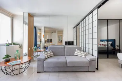Coin salon dans l'établissement 45 Croisette Apartment - Prime Location - Beach & Palais by Foot - AC