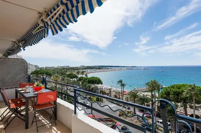 Vue générale sur la mer ou vue sur la mer prise depuis l'appartement