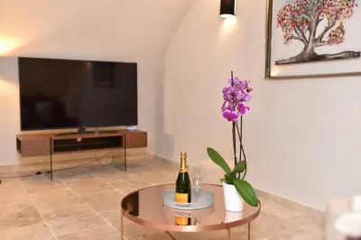 Télévision ou salle de divertissement dans l'établissement PICASSO by the sea Luxurious design house sea view old Antibes for 6