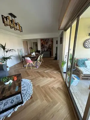 Coin salon dans l'établissement Appartement 60m2 à 500m des plages