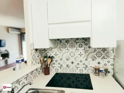 Cuisine ou kitchenette dans l'établissement Grand Studio Azur avec terrasse - Vieil Antibes
