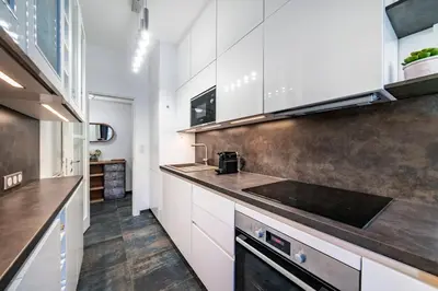 Cuisine ou kitchenette dans l'établissement 2 pièces rénové au coeur de Cannes