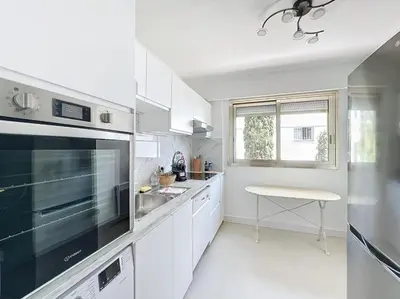 Cuisine ou kitchenette dans l'établissement 2 bedroom apartment with parking 3 mins from La Croisette beach