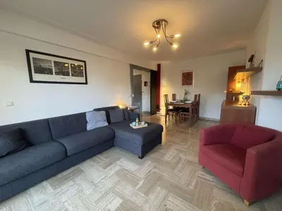 Coin salon dans l'établissement Charmant T2 avec terrasse, climatisé, centre-ville Antibes, proche mer et commerces - FR-1-252-177
