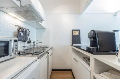 Cuisine ou kitchenette dans l'établissement Appart 1 pièce pointe de la Croisette à cannes