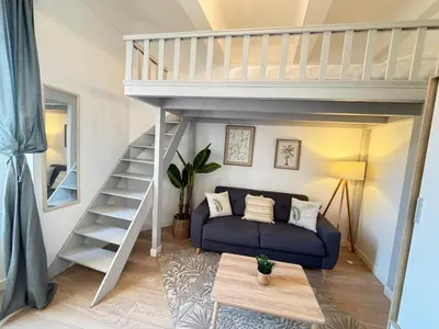 Un ou plusieurs lits dans un hébergement de l'établissement Beautiful studio Cannes Center