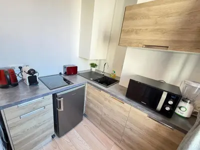 Cuisine ou kitchenette dans l'établissement Beautiful studio Cannes Center