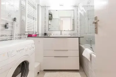 Salle de bains dans l'établissement Florida 35m studio with sea views close to the Croisette