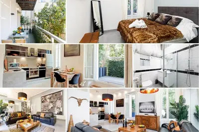 Cuisine ou kitchenette dans l'établissement Le Cocon des Artistes - Coeur de Cannes - Spacieux - Terrasse - Clim