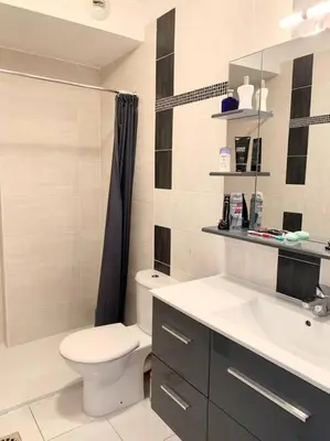 Salle de bains dans l'établissement Charmant studio juan les pins: 30 mètres de la mer