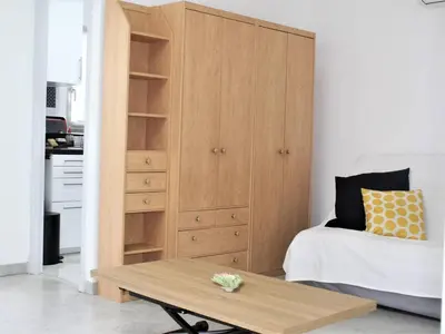 Cuisine ou kitchenette dans l'établissement Studio en RDJ avec jardin, plage à 3m, clim et parking, Villeneuve-Loubet - FR-1-252A-74