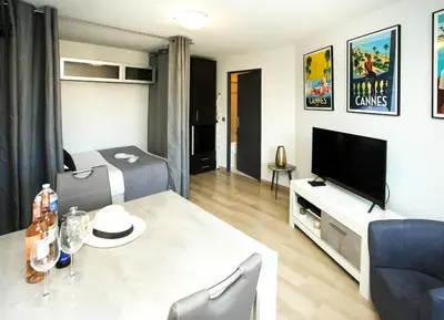 Télévision ou salle de divertissement dans l'établissement Cannes Studio Centre GAMBETTA