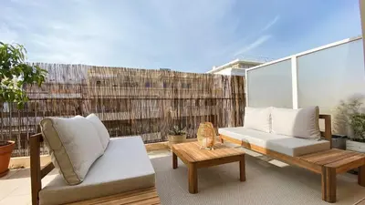 Coin salon dans l'établissement T2 Bricka La Terrasse de la plage, Moderne, équipé, Lumineux