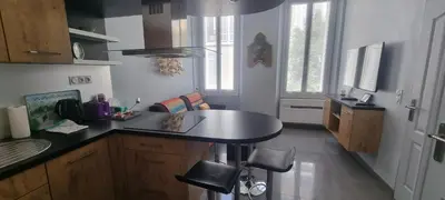 Cuisine ou kitchenette dans l'établissement Cannes Hoche Apartment