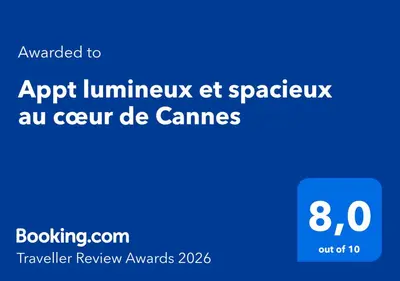 Certificat, récompense, panneau ou autre document affiché dans l'établissement Appt lumineux et spacieux au cœur de Cannes