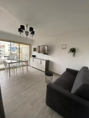 Télévision ou salle de divertissement dans l'établissement Superbe appartement rénové à neuf à 100m de la mer