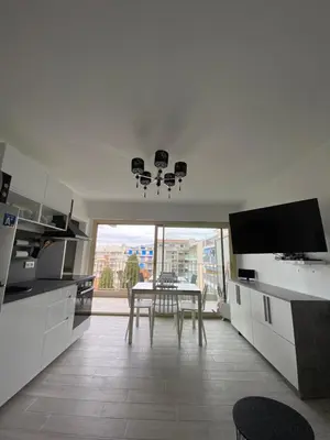 Cuisine ou kitchenette dans l'établissement Superbe appartement rénové à neuf à 100m de la mer