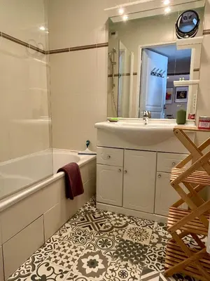 Salle de bains dans l'établissement Joli 2p climatisé dans résidence calme et securisée avec piscine