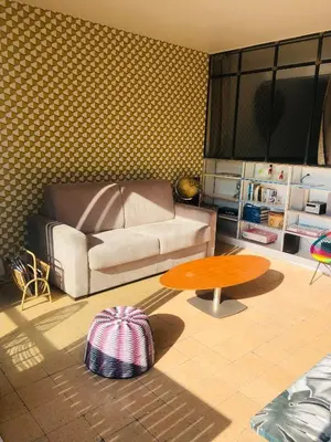 Coin salon dans l'établissement Croisette Beach Cannes Banane 4 sleeps Apart